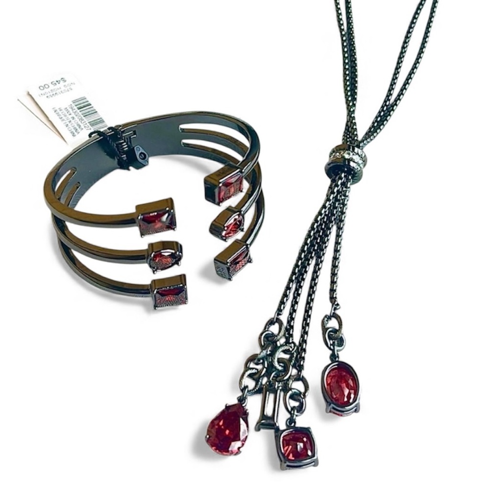WHBM Red CZ Necklace & Bracelet Set NWT | Christmas Jewelry | Red Jewelry